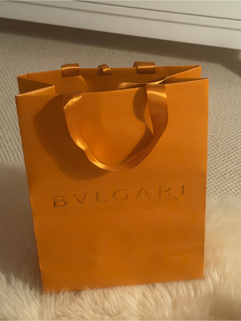 Bulgari Orange Satin-Handled Gift Bag